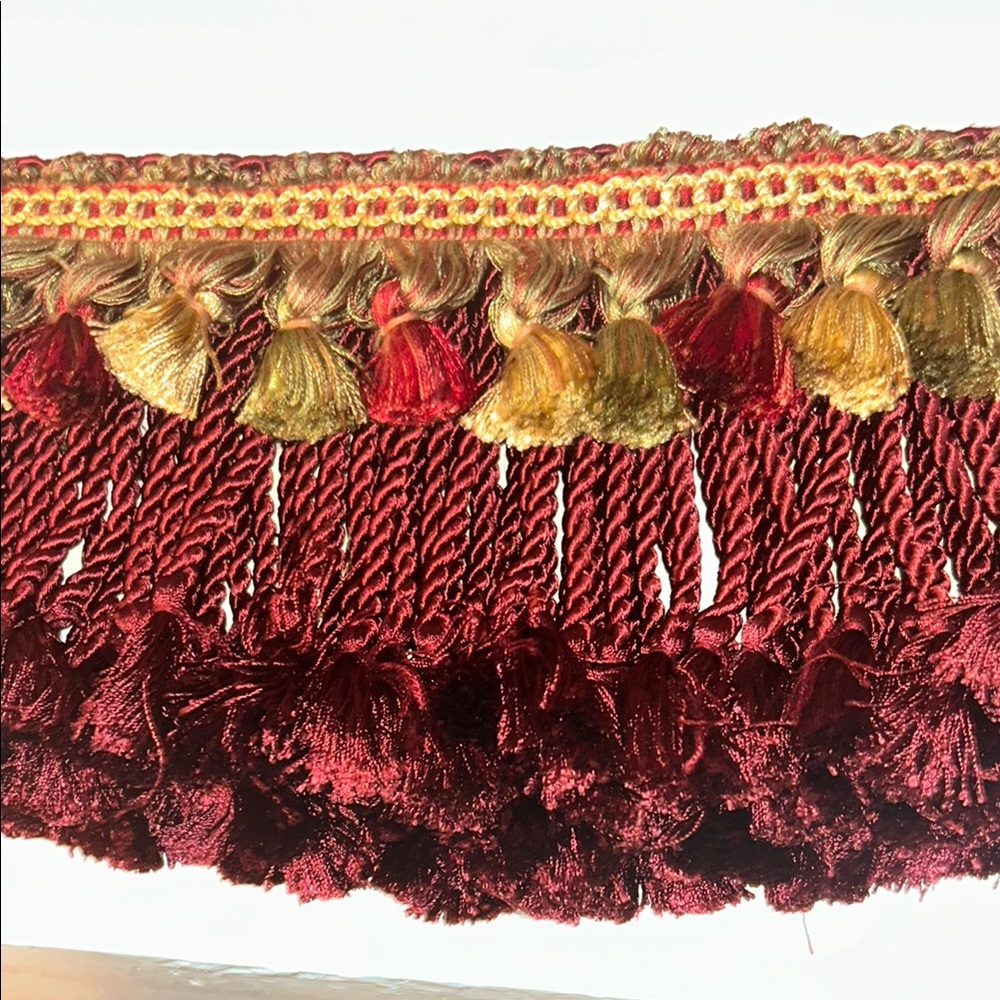 Luxurious Burgundy and Gold Tassel Fringe